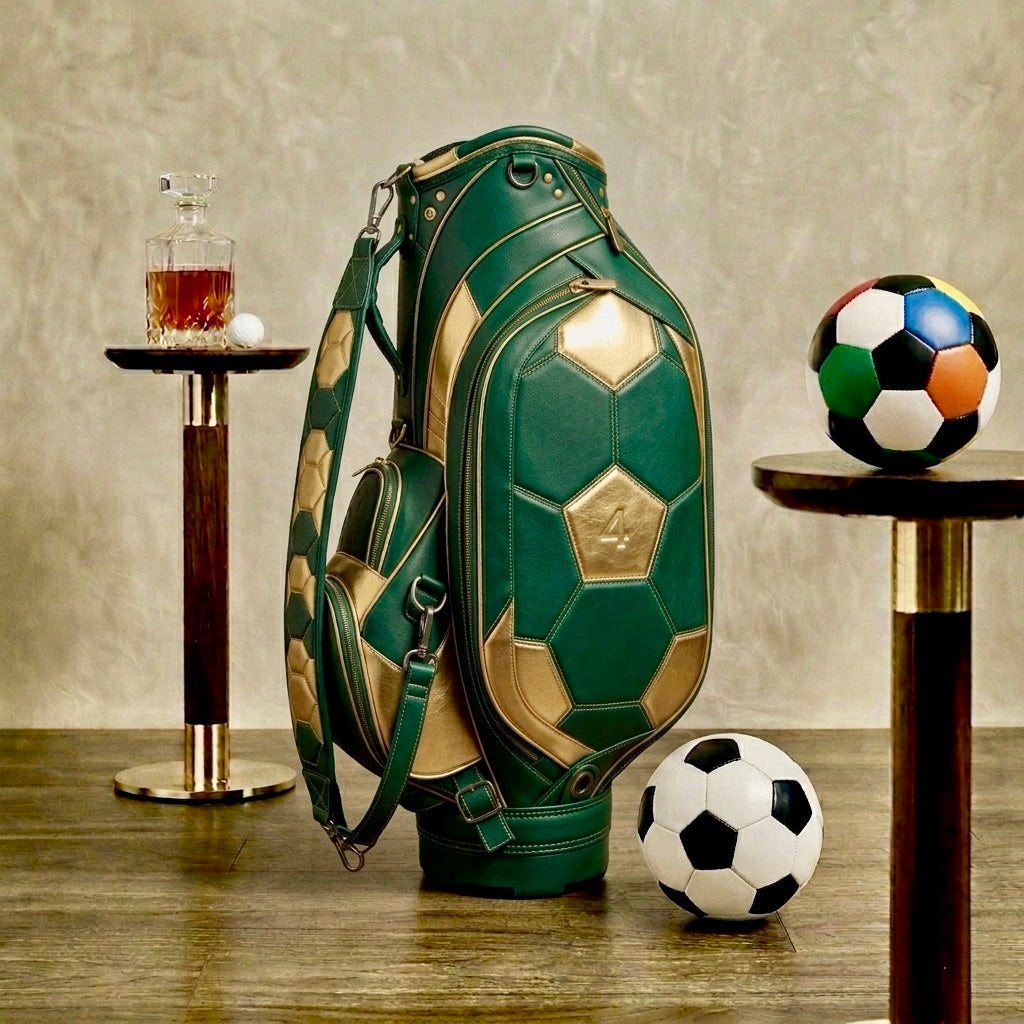 Green and gold hex cart bag with embossed number 4