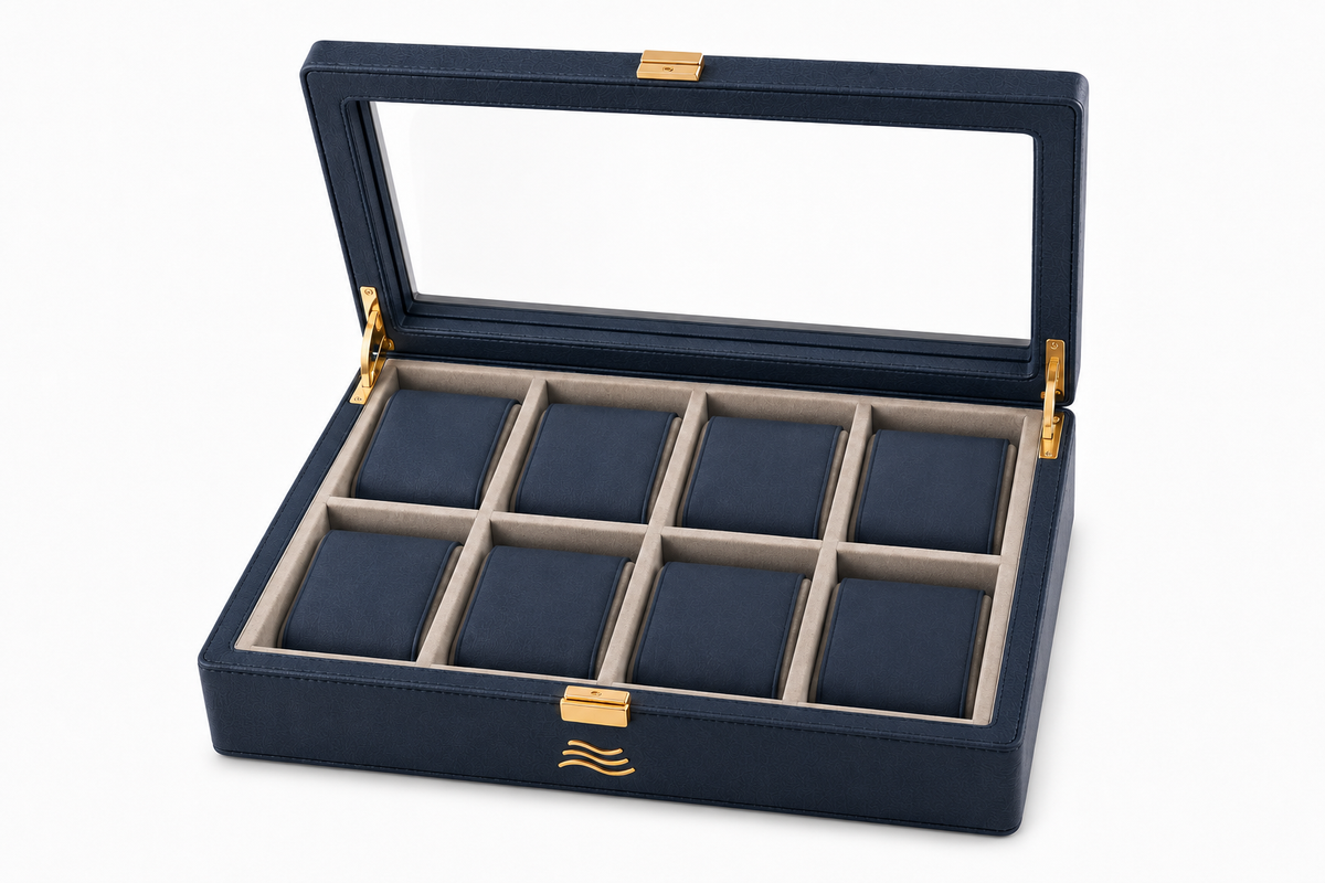 ORKAI Collector Case Estate Blue interior with eight removable cushions